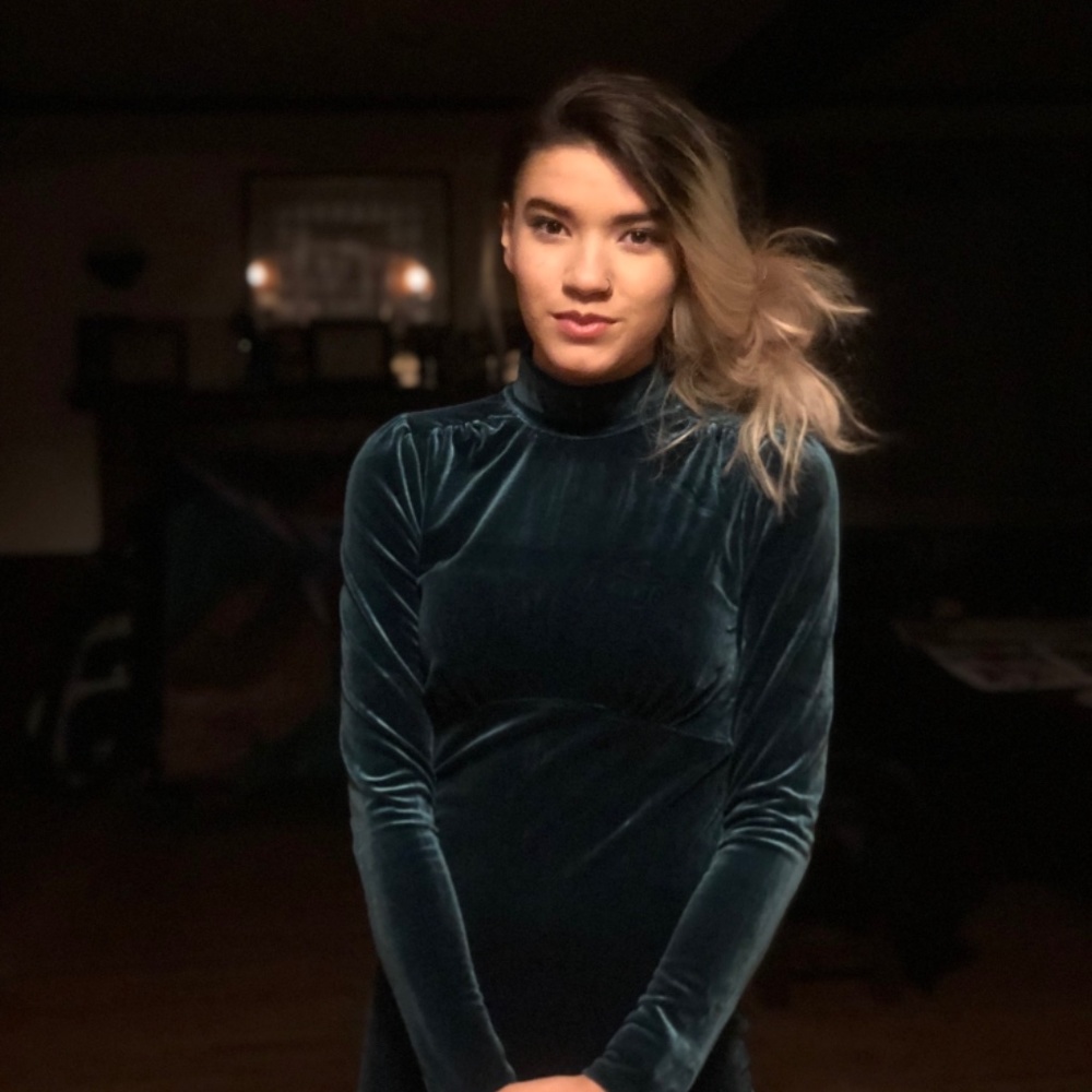 Forever 21 Contemporary Green Velvet Dress